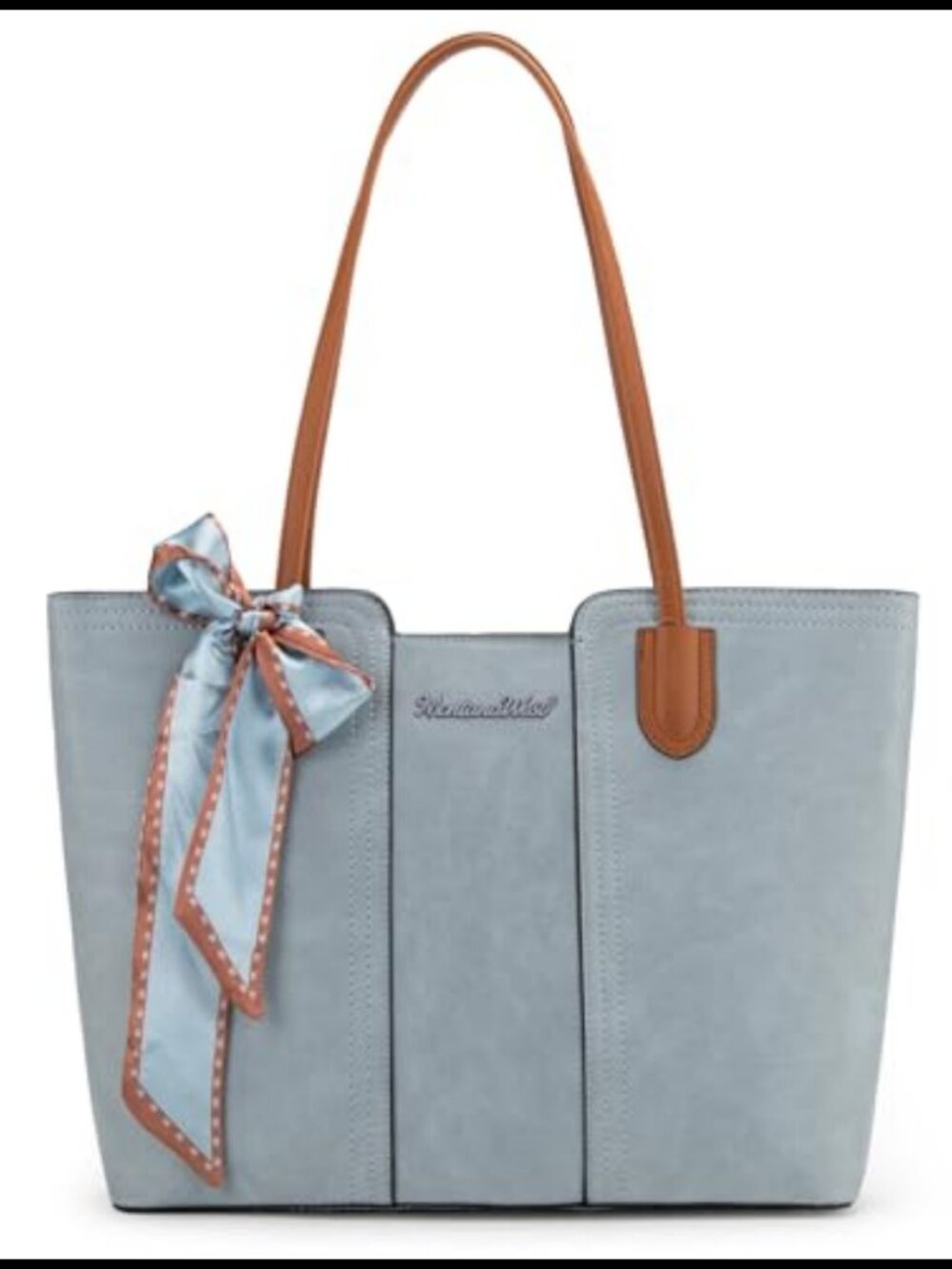 Montana West Vegan Leather Satchel Tote with Scarf Work Bag